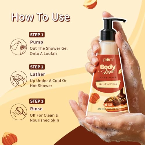Image of Plum Bodylovin' Hazelnut Eclair Body Wash | SLS-Free Creamy Body Wash | Hydrating Formula | Hazelnut & Vanilla Notes | Aloe-Infused Nourishing Body Cleanser For Soft & Smooth Skin | Decadent Hazelnut Chocolate Fragrance | 240ml