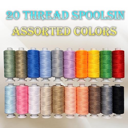 20 colores de hilo de poliéster para coser, 120 yds cada uno miniatura 6