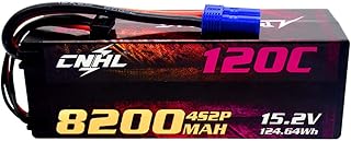 CNHL 4S Lipo Battery 8200MAH High Voltage 120C 15.2V Lipo Battery with EC5 Plug Hard Case RC Battery for Car Truck Tank RC Buggy Truggy Racing Hobby