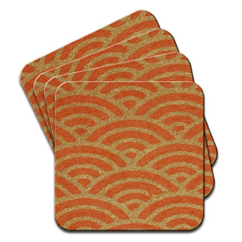 Japanese Art Orange Set of 4 Coasters