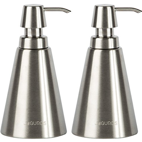 Jagurds Stainless Steel Soap Dispenser - Refillable, Reusable and Super Durable Bottle Pump for Essential Oils, Liquid Soap and Lotions in Your Bathroom or Kitchen Sink