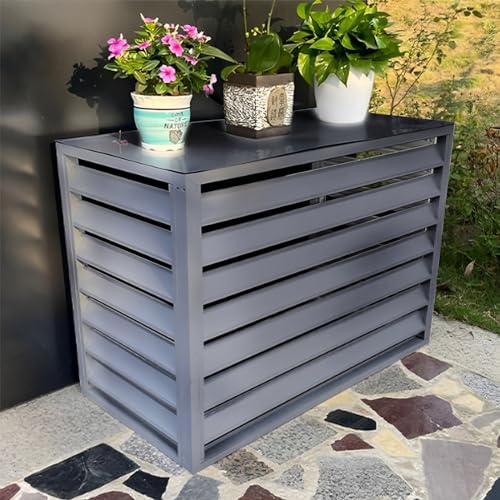 Klimaanlagen Abdeckung Aus Holz Mit Blumenregal - Sichtschutz Für Außengeräte