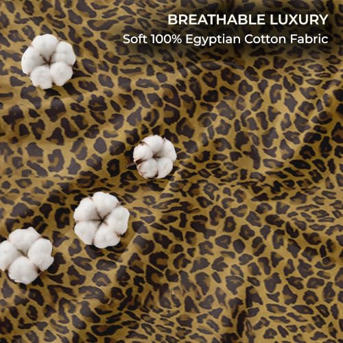 Image of SGI bedding 100% Egyptian Cotton Sheets Full XL Size - 600 Thread Count Sheets Set, Soft, Cooling, 15 inch Deep Pocket, Luxury Hotel Bedding, Breathable, Durable - Leopard Print