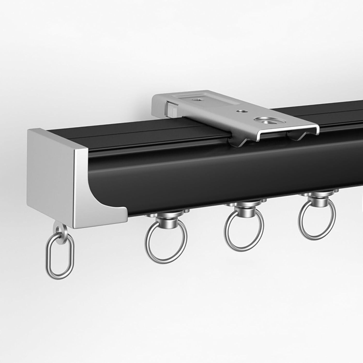 Heavy Duty Black Aluminium Curtain Track 1m 6m Ceiling or Wall Mount Rod for Room Divider 120cm/3.9ft