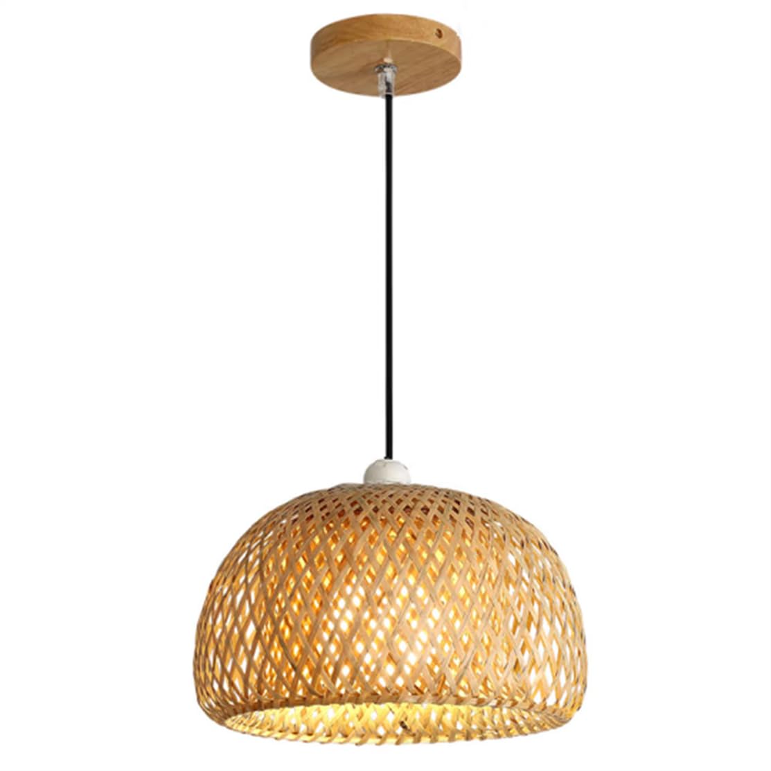 Lampadario Rustico A Sospensione In Bambù A Forma Di Nido D'uccello, Confezione Da 1, Con Gabbia In Rattan Intrecciato In Vimini Naturale E Attacco E26, Ideale Per Soggiorno, Sala Da Pranzo