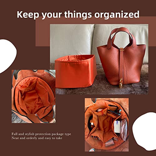 Dgaz Purse Organizer Silky Smooth Fits Picotin 18/22 Bags,Silk,Luxury Handbag Tote In Bag Shapers (Feu Orange, Pc18) #TOP7