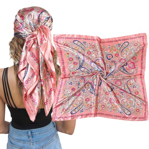 35' Large Square Satin Headscarf - Women's Beach Vacation Headscarf Square Scarf Accessories, Multi-Purpose Scarf Shawl2