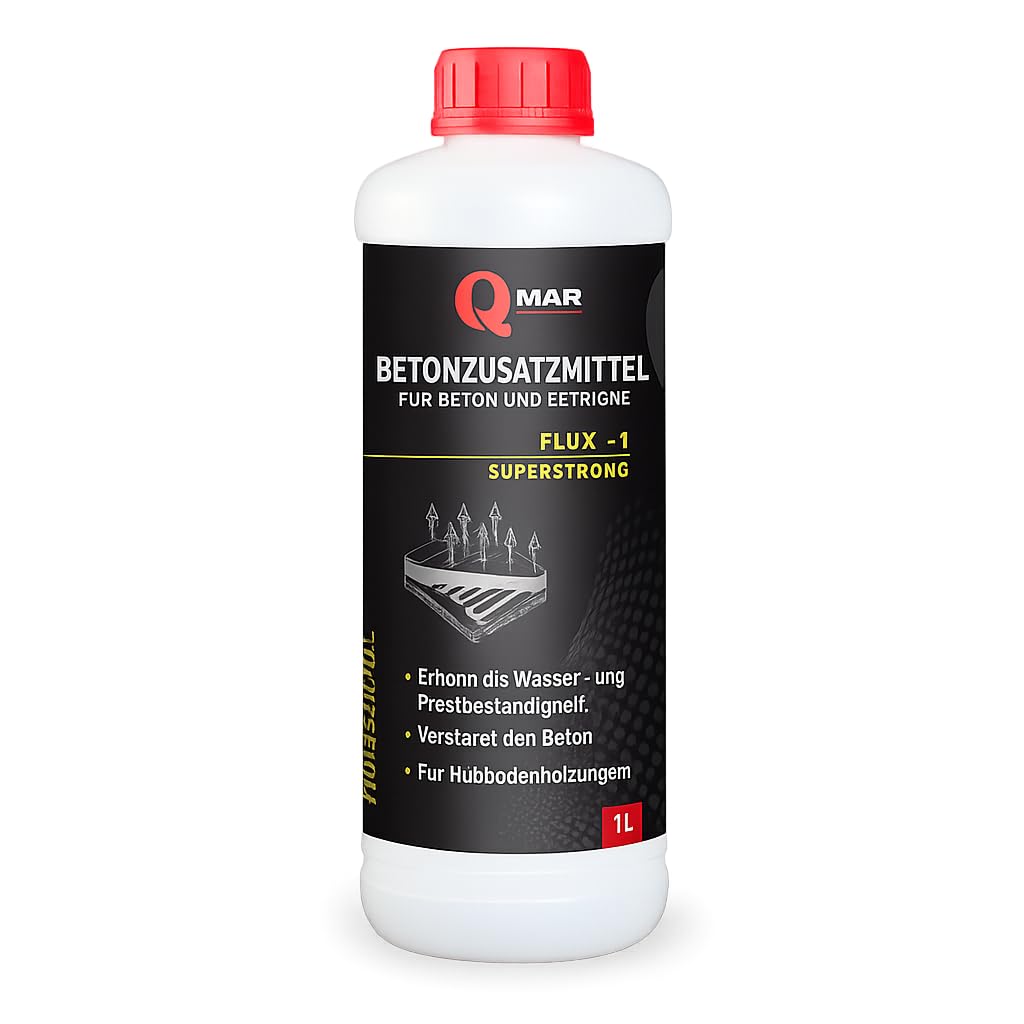 QMAR Plastifizierer für Beton, Fundamente und Estriche 1L Verflüssigungszusatz für Betonmischungen, ideal für Fußbodenheizungen, erhöht die Haltbarkeit der Mischung und verbessert die Konsistenz