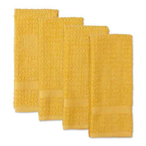 DII Basic Terry Collection Waffle Dishtowel Set, 15x26, Solid Yellow, 4 Piece - Image 4