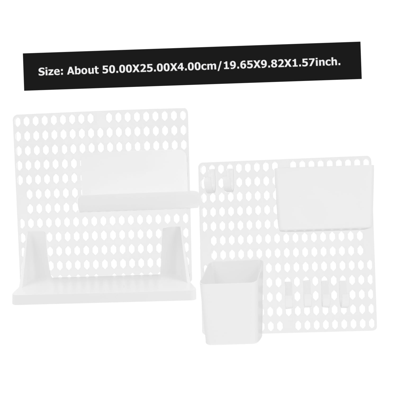 BUGUUYO Diy Home Office Wall Storage Box Punch Design Plastic White Background Pegboard Storage Rack