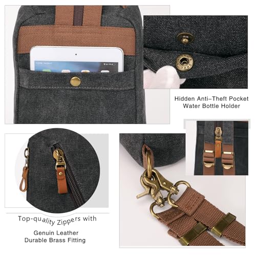 KL928 Canvas Sling Bag Crossbody Bags Small Backpack Pack Travel Purse Convertible Purses for Women Men4