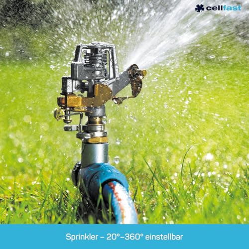 CELLFAST Pulsationssprenger Impulsprenger Pulsationsregner Professionell Gartensprinkler Rasensprenger Aus Metall Für Rasen Blumen Pflanzen Stufenregulierung Lux Ideal, Silber