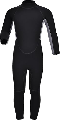 Miniatura 9 de REALON Traje de neopreno para niños y jóvenes, trajes de baño de neopreno de 0.118 pulgadas para niños, 0.079 in, manga cortacompleta, cremallera