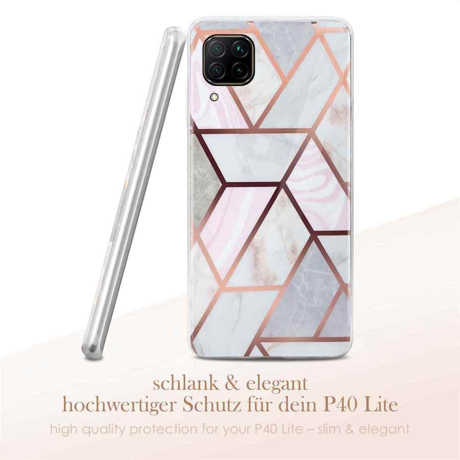 ONEFLOW Sense Custodia Per Huawei P40 Lite - Effetto Marmo Con Lustrini - Cover In Silicone Morbido Con Protezione Schermo E Fotocamera - Thrill - 4