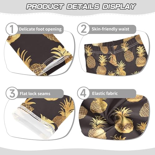KLL Gold Glitter Pineapples Toddler Girls Basic Leggings Stretch High Waisted Lounge Pants Exercise3