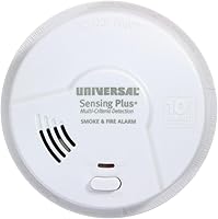 Universal Security Instruments AMIK3051SC Sensing Plus 2-in-1 Smoke & Fire Alarm - 10-Year Sealed Battery, AI Detection for Kitchen