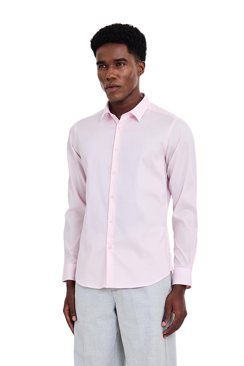 SNITCH Men Formal Shirt | Slim Fit Full Sleeve Spread Collar Solid Design | Premium 100% Cotton & Breathable Fabric for Office, Business Meetings in neutral