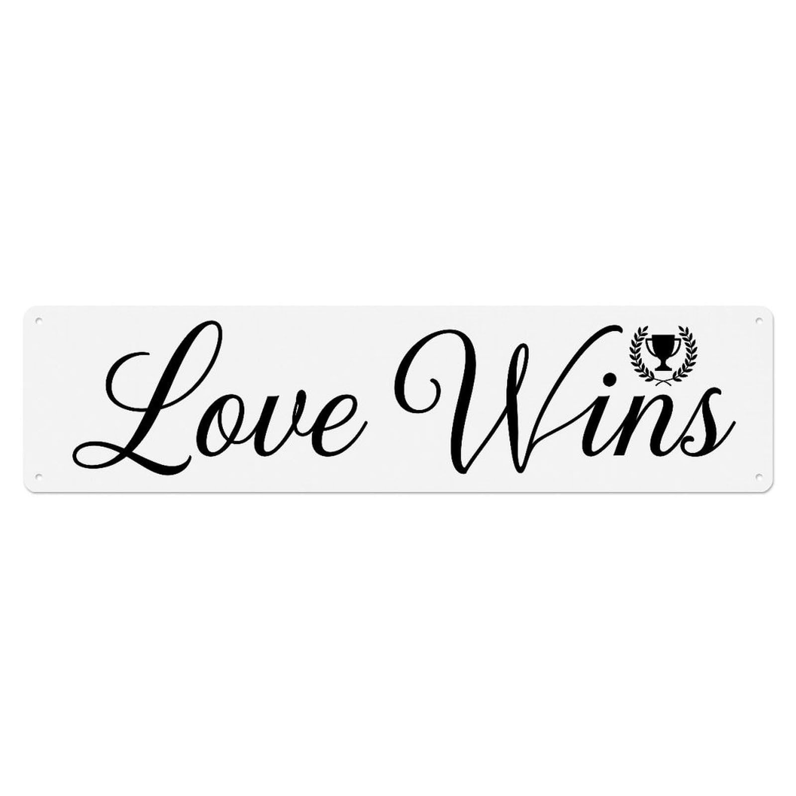 Love Wins Nurturing Environment Metal Tin Skinny Sign Plaque Wall Decor for Cafe, Club Bar, Office, Home Garden Metal Poster 4x16Inch