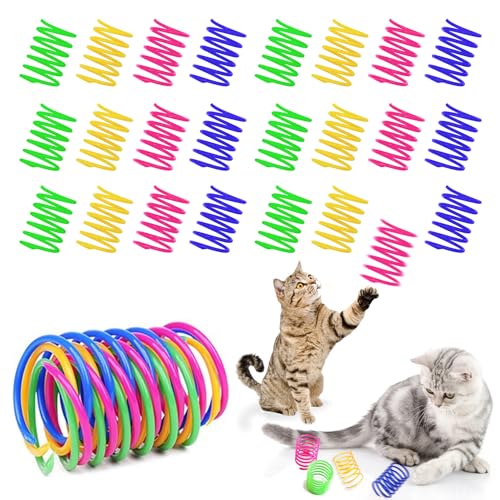 Eupneicu 24 Piezas Muelle En Espiral para Gato, Juguetes Interactivos para Mascotas, Duradero Y Resistente De Plástico Muelles, Entrenar con Saltos, Regalo [Color]