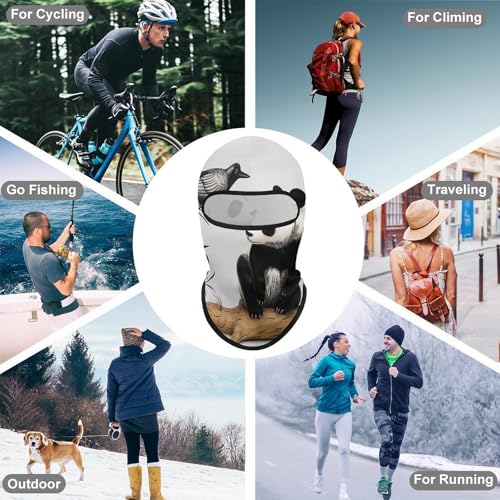 Balaclava para Hombres, Máscara de Invierno con Diseño de Panda y Pájaro, Protección para Ciclismo, Esquí y Deportes al Aire Libre miniatura 6