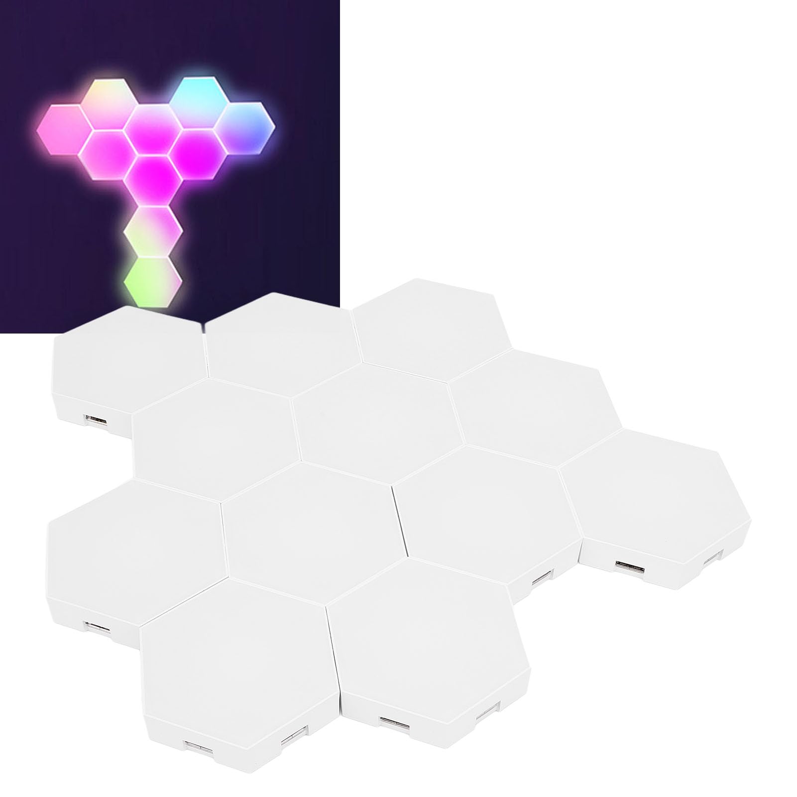 Appliques Murales Hexagonales LED, 6 Pièces Panneaux Lumineux RVB, Commande Vocale et Application, Synchronisation Musicale pour Décoration Salle