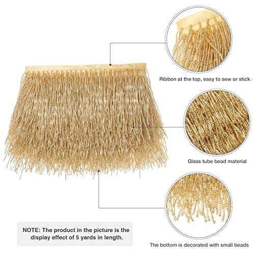 Awaytr 1 Yard Beaded Fringe Trim - 3.5In Wide Glass Beaded Fringe For Dress Clothing And Diy Crafts (Glod) #TOP2