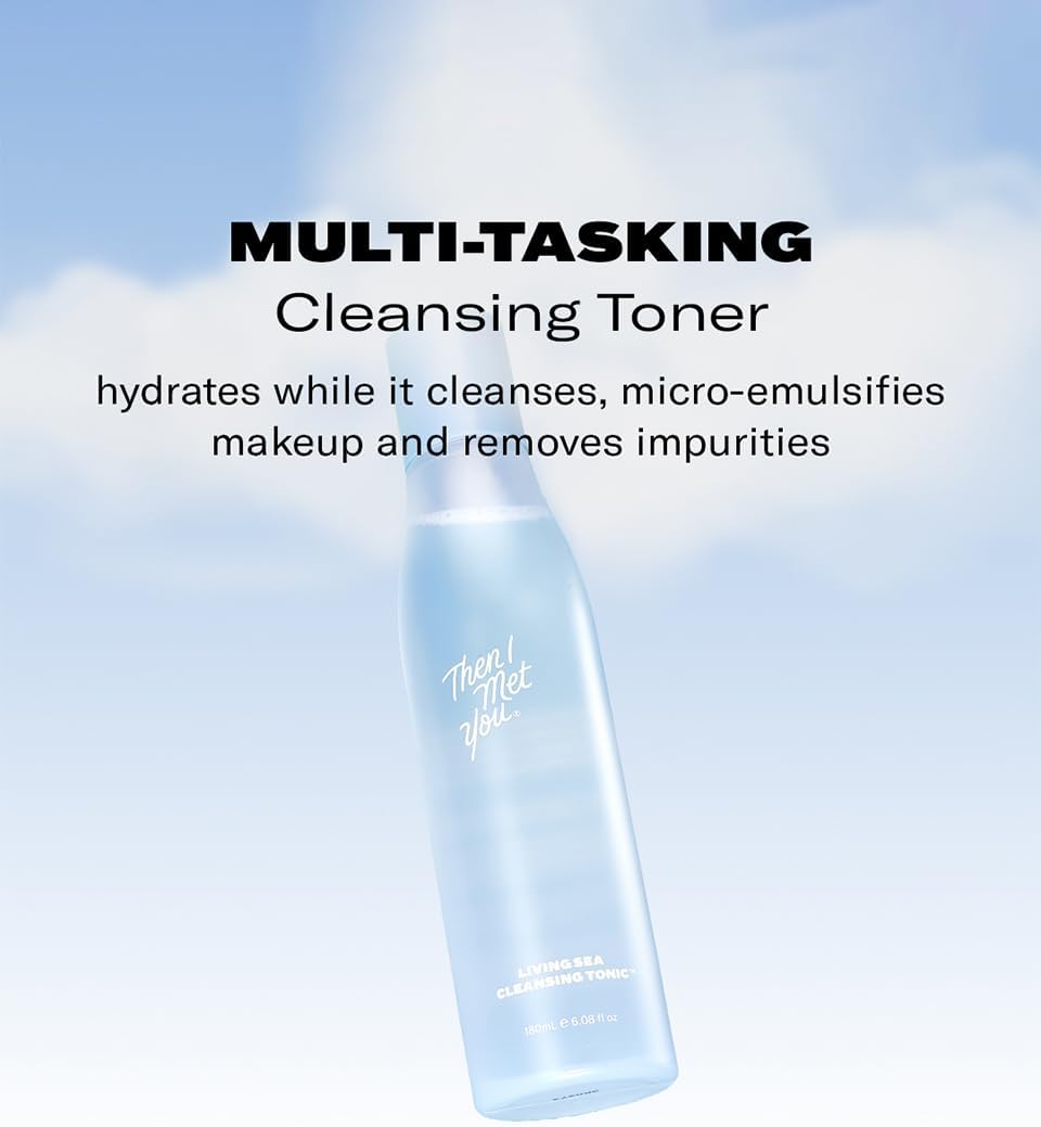 Then I Met You Living Sea Cleansing Tonic, Face Toner & Makeup Remover Micellar Water with Deep Sea Water, Papaya Enzymes & Licorice Root, Vegan & Clean Skincare, 6.08 oz - Image 3