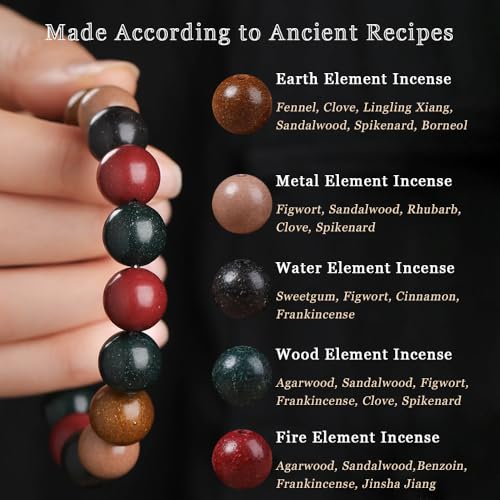 Natural Herbal Feng Shui Bracelet, Handicrafts Five Elements Bead Bracelet, Modern Chinese Style Fragrance Bracelets for Stress Relief Relaxation, Lucky Charms for Good Lucky2