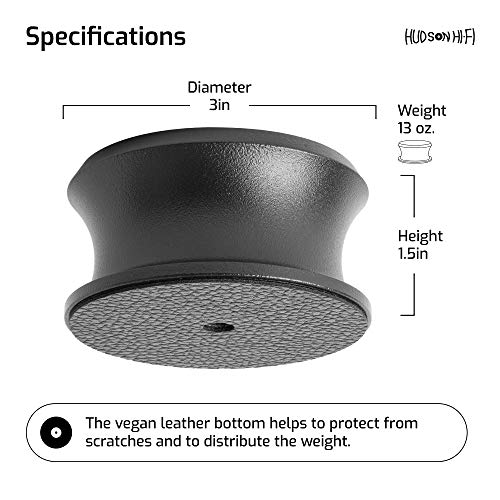 Hudson Hi-Fi Bigben Record Weight Stabilizer With Protective Leather Pad - 13-Ounce Vinyl Weight - Solid Steel Turntable Weight Stabilizer, Vinyl Record Accessories For Improved Sound - Black #TOP3