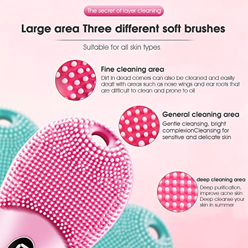 MAYCREATE® Rechargeable Facial Cleansing Massager Brush Ultrasonic High-Frequency Vibration Facial Cleanser,Heated Silicone Facial Scrubber,Waterproof Design, for Deep... - Image 5