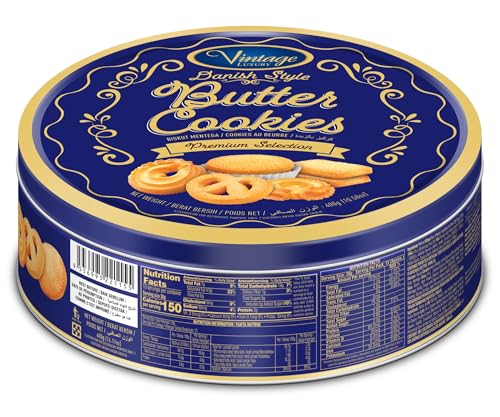 Image of Vintage Luxury Danish Style Butter Cookies Premium Selection • Blue Tin Gift Box, 14.11 oz ℮ 400 g (Pack of 2)