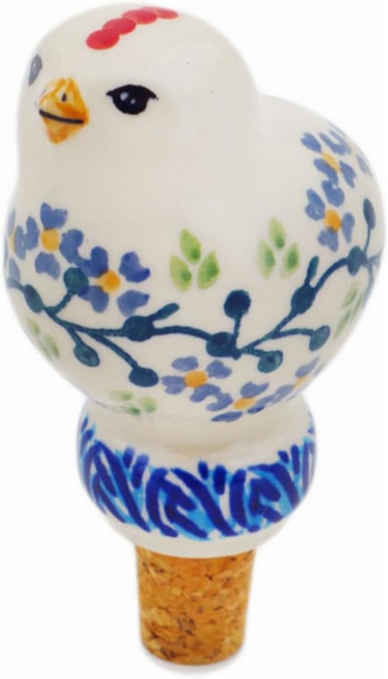Polmedia Polish Pottery Bottle Stopper - Branches Of Delicacy Pattern Handmade in Boleslawiec Poland + Certificate of Authenticity