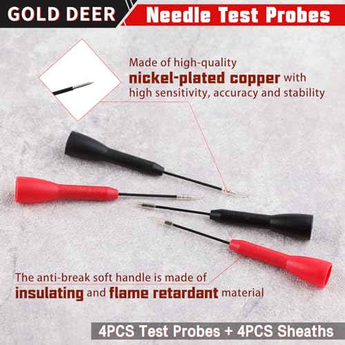 Image of 4 Pack 2mm Needle Test Probes 600V /10A Piercing Needle Non-Destructive Test Probe Multimeter Probes Fine Point Tip Adapter Set for Multimeter Leads Electrical Testing