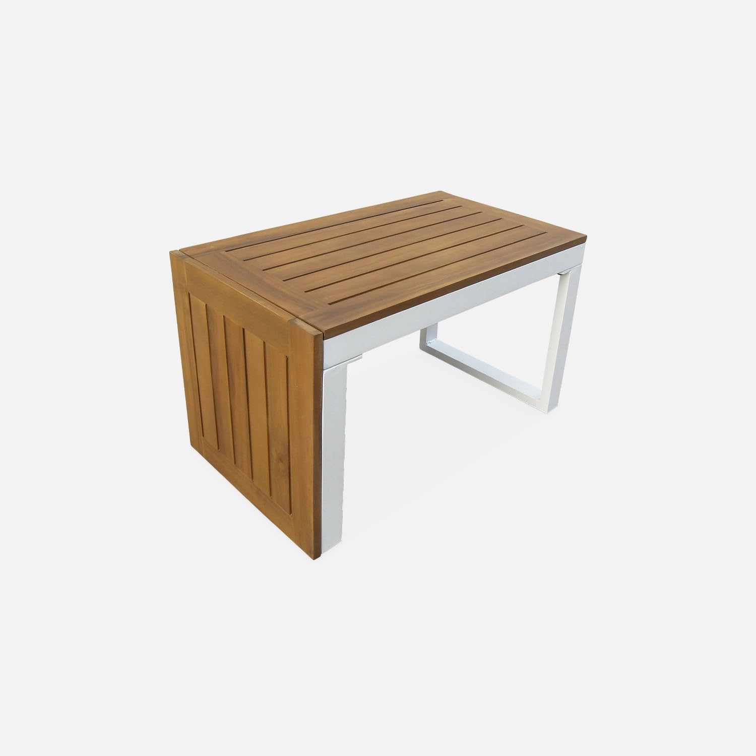 Alice's Garden - Salon de Jardin Beige et Blanc modulable en Aluminium et Bois d'acacia. 4 Places. Sao Paulo.140 x 68 x 65cm