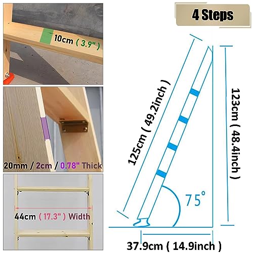Escalera de madera para litera y dormitorio con soporte elevado estable 3