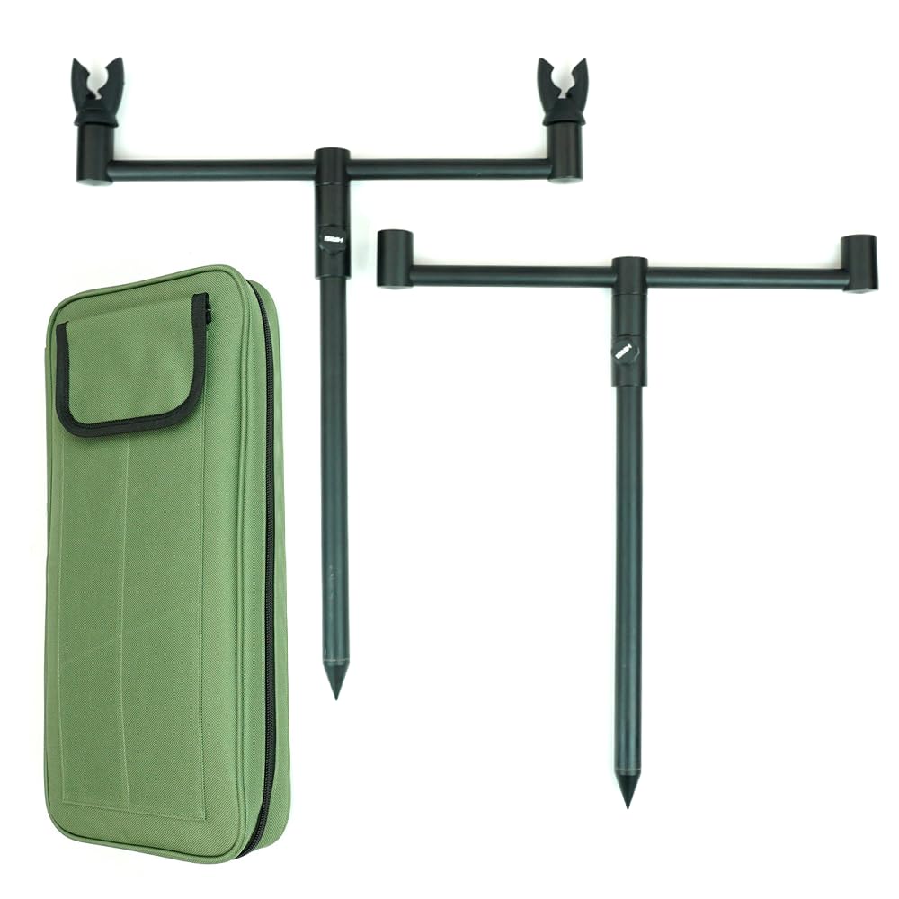 Hirisi Tackle Set di supporto per canne da pesca in alluminio per 3 canne con borsa per il trasporto e teste di supporto per canna (FBA-KT-1670)