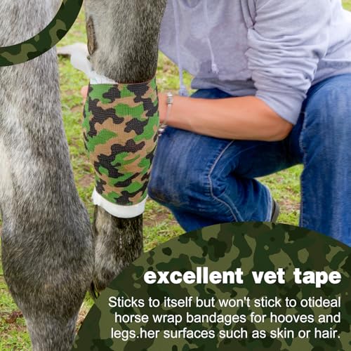 Image of AZEN 12 Pack Camo Self Adhesive Bandage Wrap, 3 inch X 5 Yards Elastic Cohesive Bandage Wrap, Athletic Tape, Tattoo Tape Wrap, Vet Wrap, Ankle Tape (Camo)