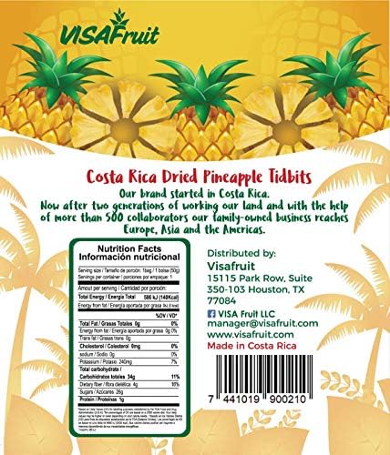 Miniatura 9 de TropiSnack Simply Natural Dry Pineapple Tidbits sin azúcar añadido, sin gluten, sin grasa, vegano, kosher, paquete de 4 unidades de 1.76 onzas cada