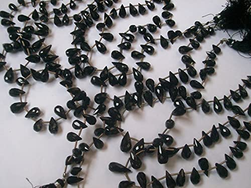 Black Onyx naturel lot de 29 perles gouttes facettées pour création de bijoux