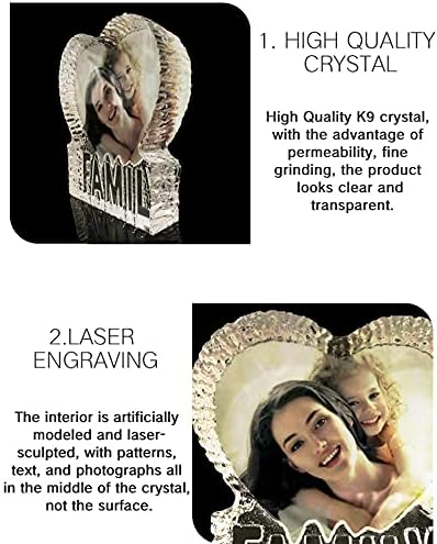 Miniatura 3 de linl Marco de fotos personalizado con forma de corazón, marcos de cristal personalizados para fotos, cumpleaños, aniversario de boda, regalos de