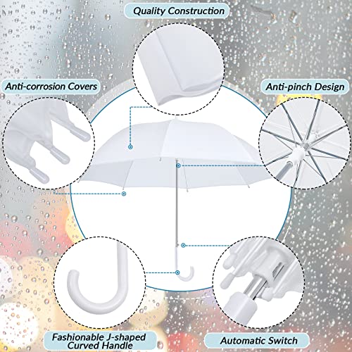 Fabbay 48 Pcs Wedding Umbrella For Rain Auto Open Wedding Style Stick Umbrellas With J Hook Handle Large Canopy For Women Men Bridal Party Photography Outdoor (White) #TOP4