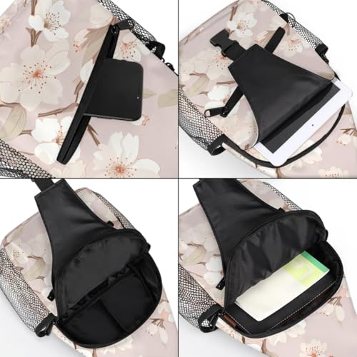 Bolso bandolera unisex con diseño floral 7.9x3.5x14.2 pulg miniatura 5