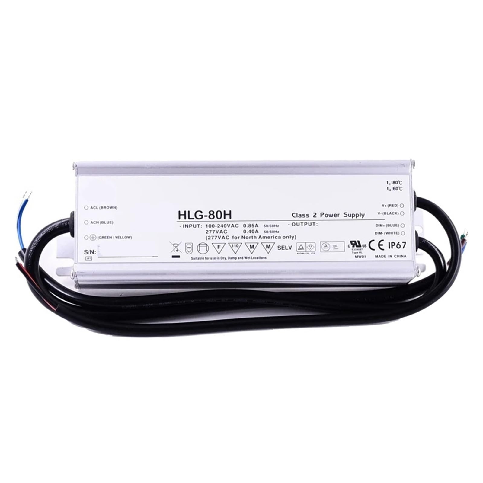 Convertisseur LED HLG-80H-20B 80W pour résoudre les baisses de tension des projecteurs de rue