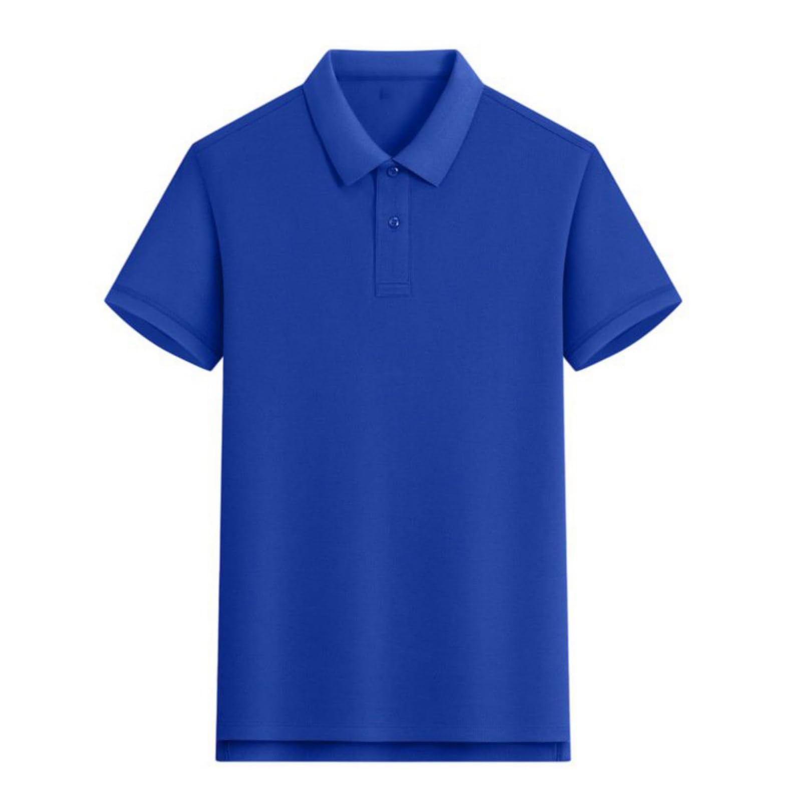 Męski bawełniany t-shirt z kołnierzem jednokolorowy krótki rękaw prosty krój luźny top do pracy