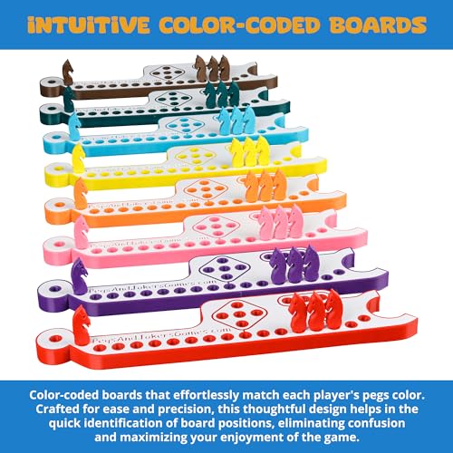 Pegs and Jokers Board Game - Strategic, Fun, Engaging, and Portable - Play with Family and Friends - Easy to Learn - Travel-Friendly - with Horse-Head Peg and Deck of Cards 2-8 Players