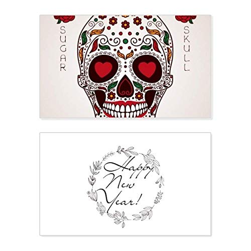 Carte de vœux Nouvel An tête de mort blanc, correspondance festive originale et moderne