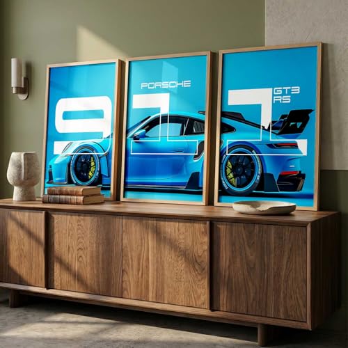 Image of kotart Big Sports Car Framed Posters Gift Items for Boys Room Wall Decoration Bedroom Living Room Office Studio Decor | Car Poster Frame for Wall Decor Set Of 3 Size (10 X 13 inch)
