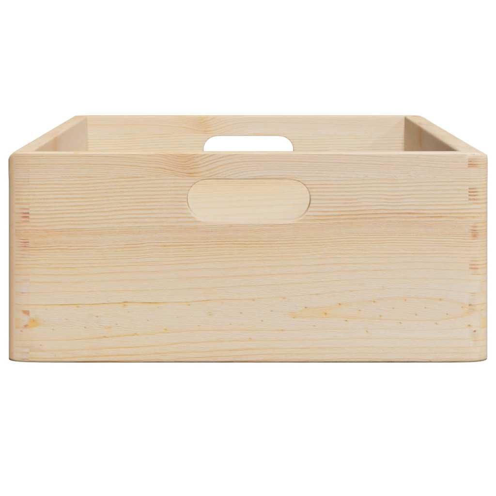 Caja de madera con asas 40 x 30 x 13 cm de pino macizo versátil almacenamiento para dormitorio, oficina, baño, cocina