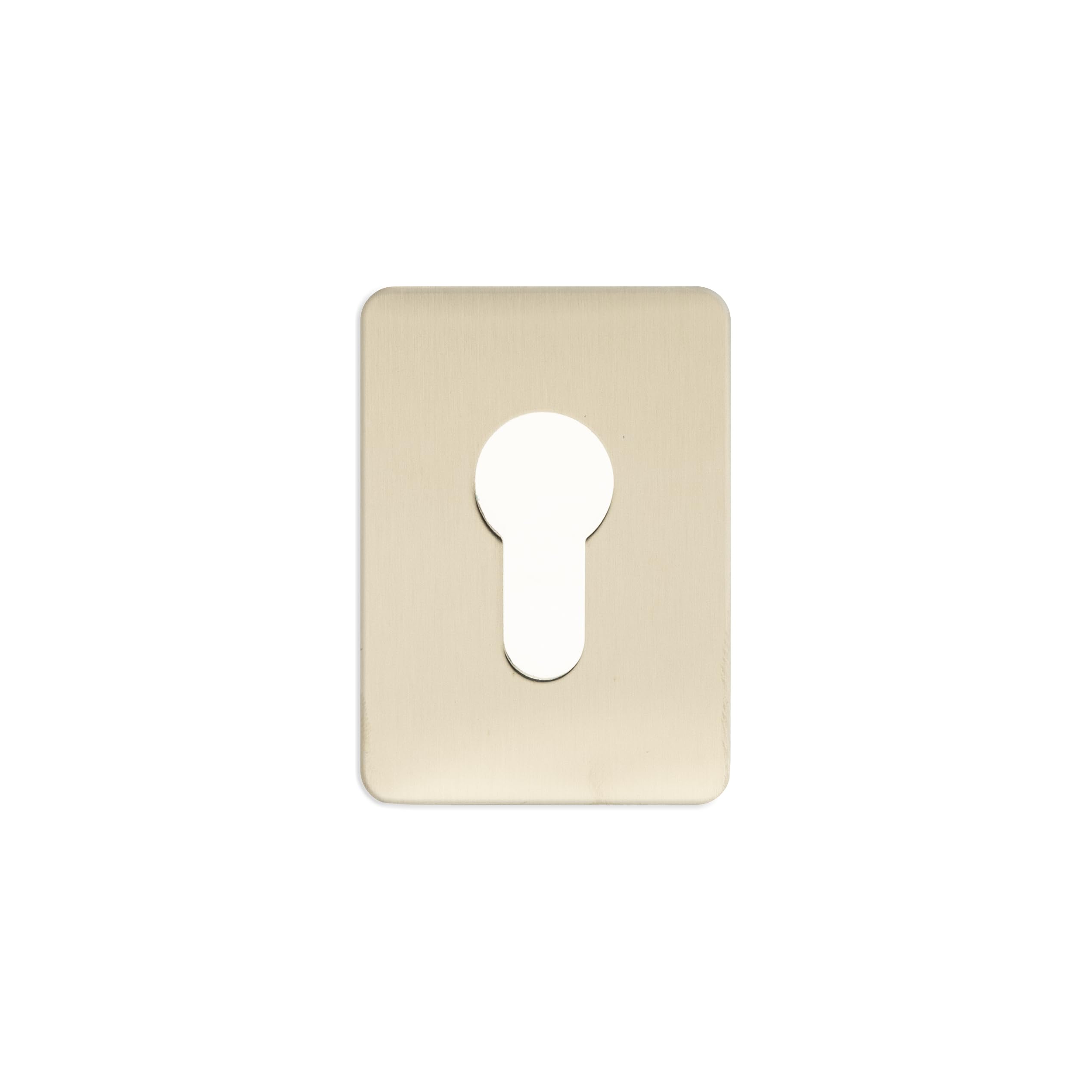 Tss Satin Stainless Steel Euro Cylinder Stick On Repair Escutcheon, 65Mm X 47Mm. Self Adhesive Euro Profile Key Covers, Keyhole Cover For Euro Cylinder, Self Adhesive Door Plate