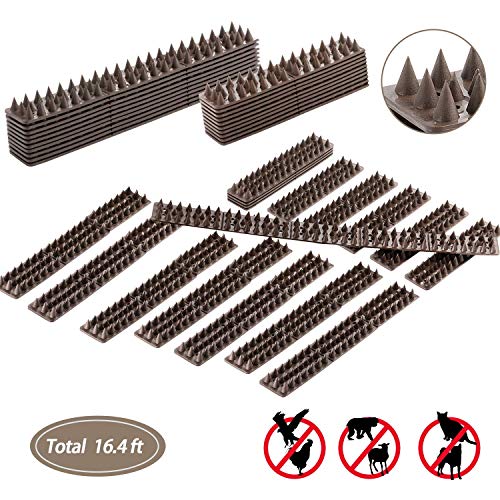 JuguHoovi Defender Birds Spikes, Bird Repellent Anti-Climb Security Spikes to Prevent Birds, Cat and Small Animals from Entering Your Yard Security for Fence, Railing, Walls and Roof (Brown)